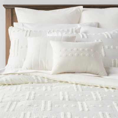 8pc Tufted Broken Stripe Comforter Bedding Set White - Threshold™ 9 8pc Tufted Broken Stripe Comforter Bedding Set White - Threshold™ - Image 9