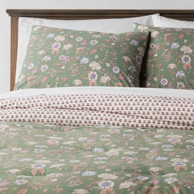 Boho Reversible Printed Comforter & Sham Set Green Floral - Threshold™ 5 Boho Reversible Printed Comforter & Sham Set Green Floral - Threshold™ - Image 5