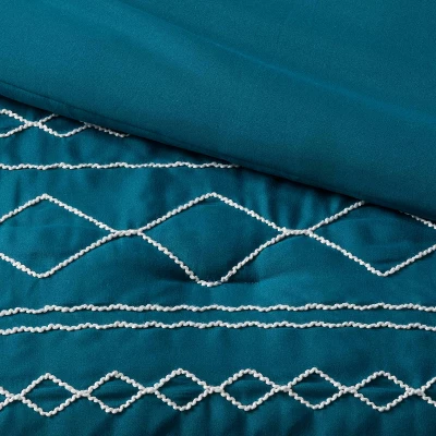 5pc Diamond Stitch Comforter Bedding Set Dark Teal Blue - Threshold™ 3 5pc Diamond Stitch Comforter Bedding Set Dark Teal Blue - Threshold™ - Image 3
