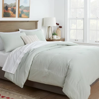 Washed Cotton Sateen Comforter & Sham Set - Threshold™ 1 Washed Cotton Sateen Comforter & Sham Set - Threshold™