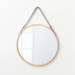 26" Wood Mirror With Pleather Strap Hanger - Threshold™ Designed With Studio McGee 13 26" Wood Mirror With Pleather Strap Hanger - Threshold™ Designed With Studio McGee -Threshold GUEST 2dcb4778 974a 4df9 97e6 162547563357