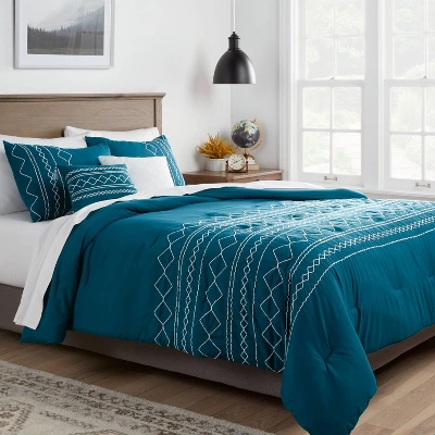 5pc Diamond Stitch Comforter Bedding Set Dark Teal Blue - Threshold™ 1 5pc Diamond Stitch Comforter Bedding Set Dark Teal Blue - Threshold™