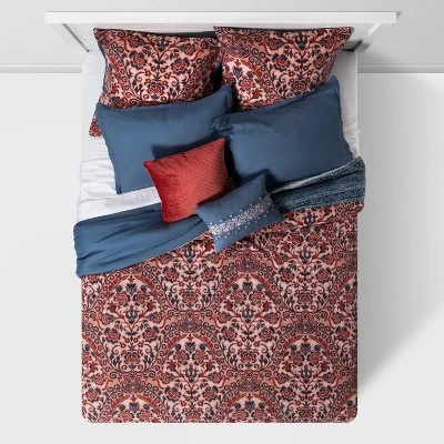 8pc Printed Paisley With Border Comforter Bedding Set Rose/Blue - Threshold™ 2 8pc Printed Paisley With Border Comforter Bedding Set Rose/Blue - Threshold™ - Image 2