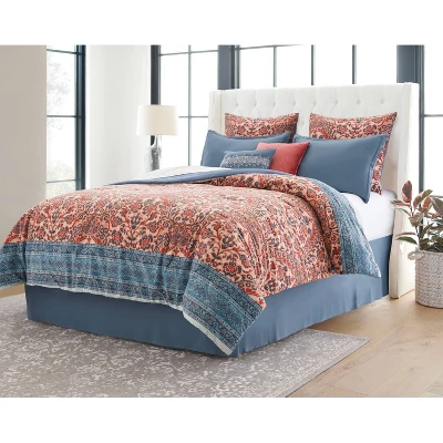 8pc Printed Paisley With Border Comforter Bedding Set Rose/Blue - Threshold™ 5 8pc Printed Paisley With Border Comforter Bedding Set Rose/Blue - Threshold™ - Image 5