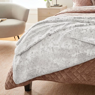 55"x80" Faux Fur Ribbed Bed Blanket - Threshold™ 1 55"x80" Faux Fur Ribbed Bed Blanket - Threshold™