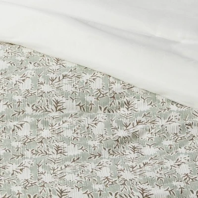 8pc Printed Floral With Border 8pc Comforter Set Green - Threshold™ 3 8pc Printed Floral With Border 8pc Comforter Set Green - Threshold™ - Image 3