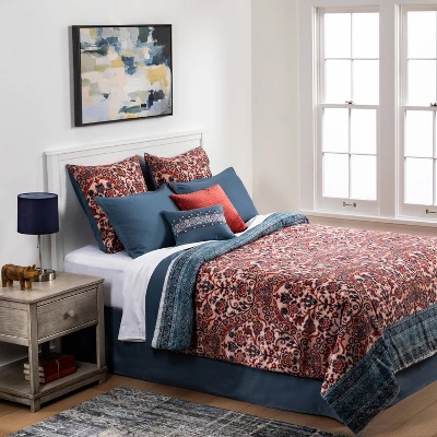 8pc Printed Paisley With Border Comforter Bedding Set Rose/Blue - Threshold™ 1 8pc Printed Paisley With Border Comforter Bedding Set Rose/Blue - Threshold™