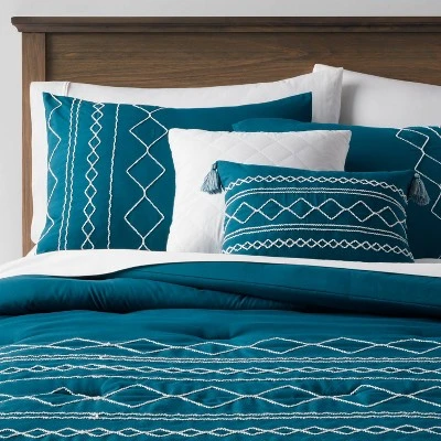 5pc Diamond Stitch Comforter Bedding Set Dark Teal Blue - Threshold™ 7 5pc Diamond Stitch Comforter Bedding Set Dark Teal Blue - Threshold™ - Image 7