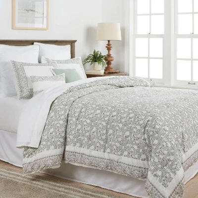 8pc Printed Floral With Border 8pc Comforter Set Green - Threshold™ 1 8pc Printed Floral With Border 8pc Comforter Set Green - Threshold™
