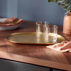 Threshold 40 Metal Oval Serve Platter Brass - Threshold™