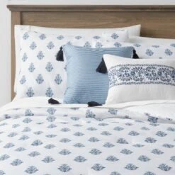 5pc Block Print With Border Comforter Bedding Set White/Blue - Threshold™ 13 5pc Block Print With Border Comforter Bedding Set White/Blue - Threshold™ -Threshold GUEST ddc8a001 aa3a 4790 aed4 861077adb88d