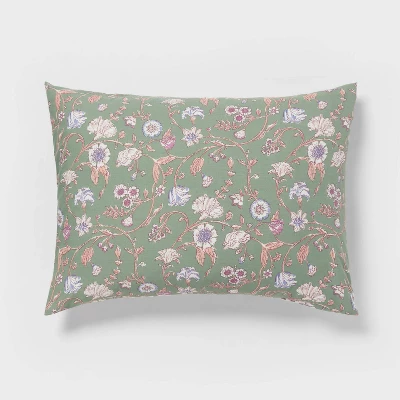 Boho Reversible Printed Comforter & Sham Set Green Floral - Threshold™ 3 Boho Reversible Printed Comforter & Sham Set Green Floral - Threshold™ - Image 3